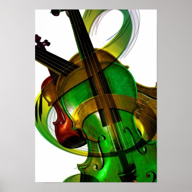 Poster Violon super, vert (Devant)