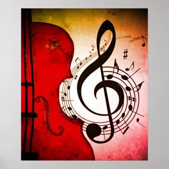 Poster violoncelle rockabiliste/violon imprimé pour affic (Devant)