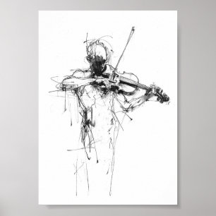 Poster Violoniste Abstrait et élégant