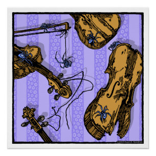Poster Violons et araignées - Pop Goth Nightmare Surreal