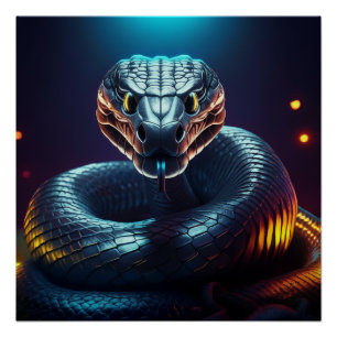 Poster Vipère argentée serpent langue qui darde