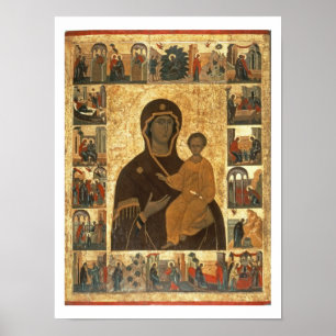 Poster Virgin Hodegetria Icon de Smolensk, c.1450 (temper