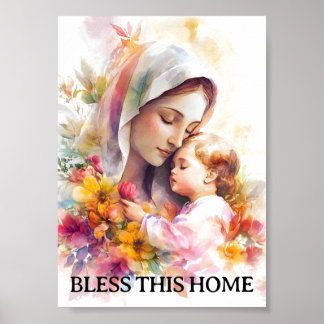 Poster Virgin Mary Religious Wall Art Home Blessing Decor