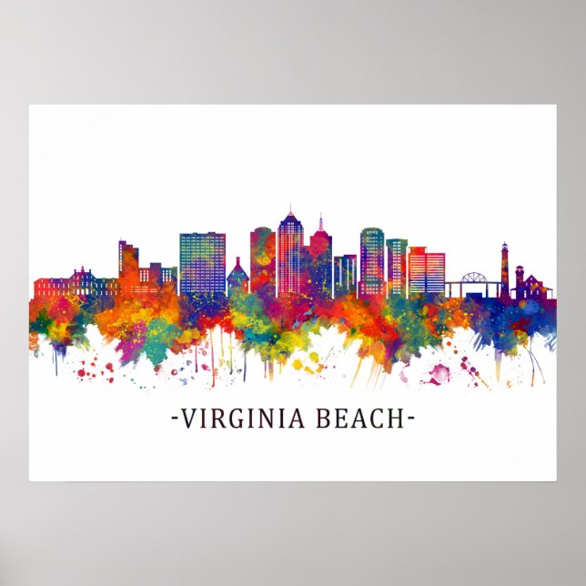Poster Virginia Beach Virginia Skyline (Devant)