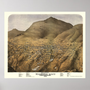 Poster Virginia City, NV Carte panoramique - 1875