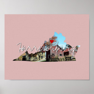 Poster Virginia State Photo insert and town name