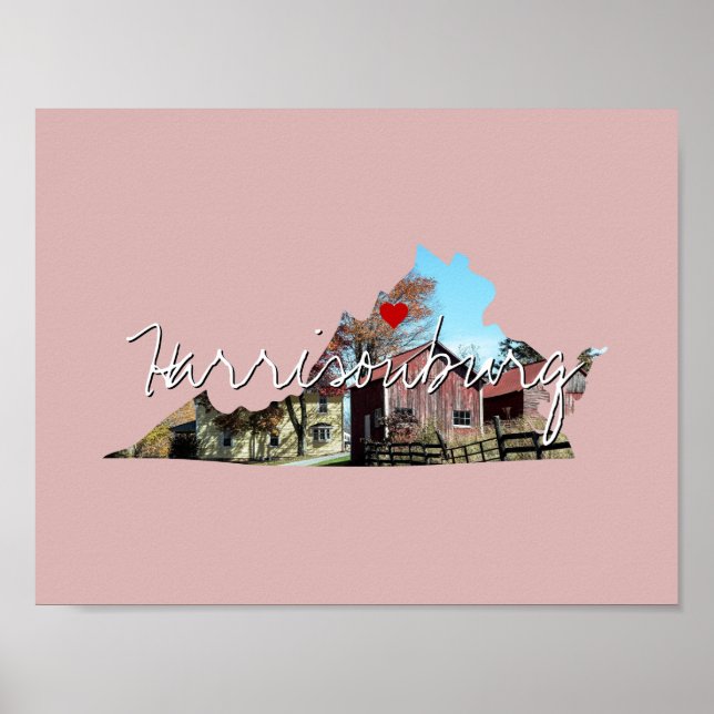 Poster Virginia State Photo insert and town name (Devant)