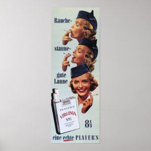 Poster VIRGINIE N° 6 DU JOUEUR Cigarettes Américaines Tab