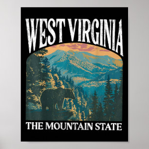 Poster Virginie-Occidentale Retro Bear Mountain Graphic