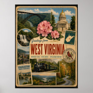 Poster Virginie-Occidentale Style Vintage Authentique