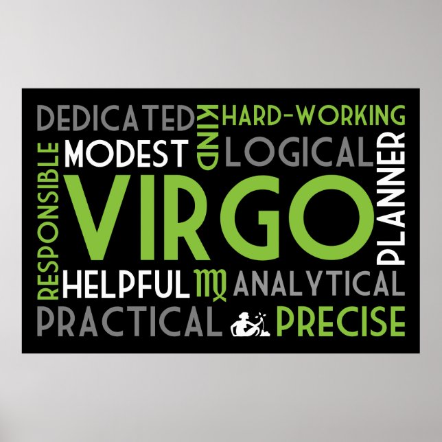 Poster Virgo Astrologie Word Collage Imprimer (Devant)