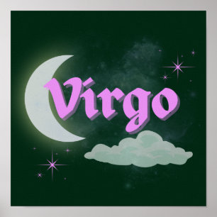 Poster Virgo Céleste Lune Cloud Étoiles Astrologie Art