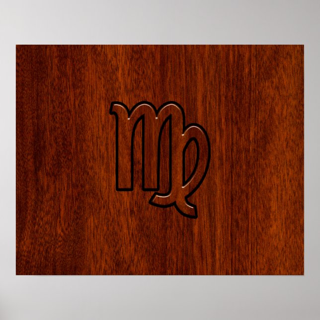 Poster Virgo Connexion en bois de style acajou (Devant)