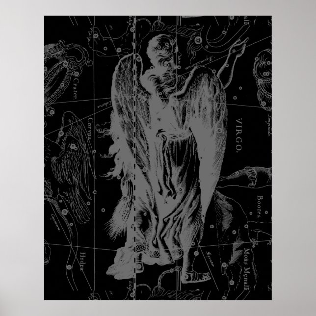 Poster Virgo Constellation Hevelius 1690 Vintage (Devant)
