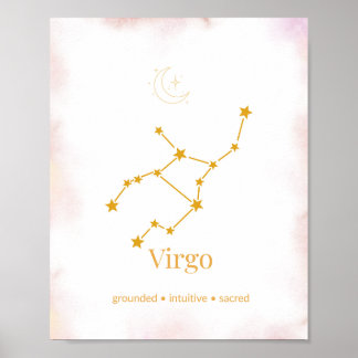 Poster Virgo Gold Zodiac Wall Art – Celestial Constellati