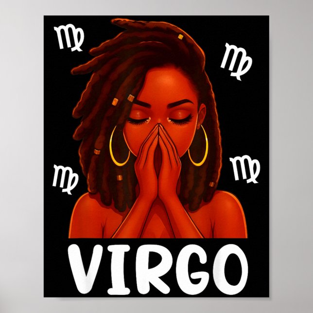 Poster Virgo Loc'd Black Woman Pray Christian Zodiac Birt (Devant)