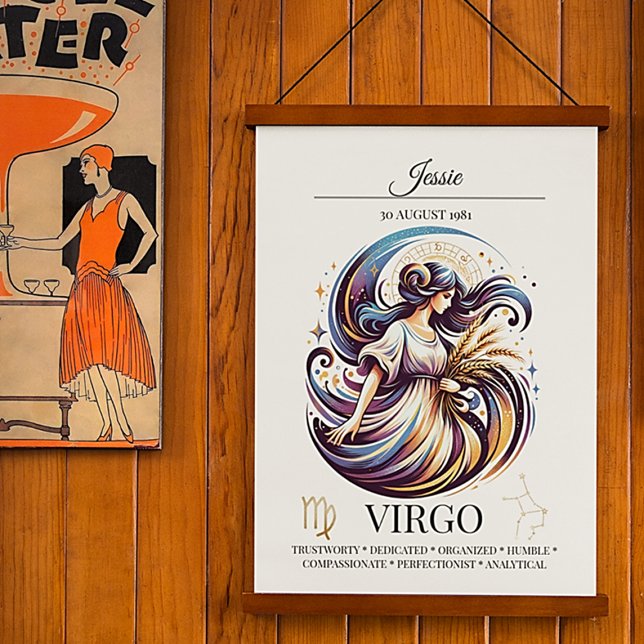 Poster Virgo Personnalisé Elégant Zodiac Aquarelle (Créateur téléchargé)