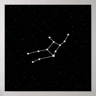 Poster Virgo Zodiac Constellation moderne noir et blanc