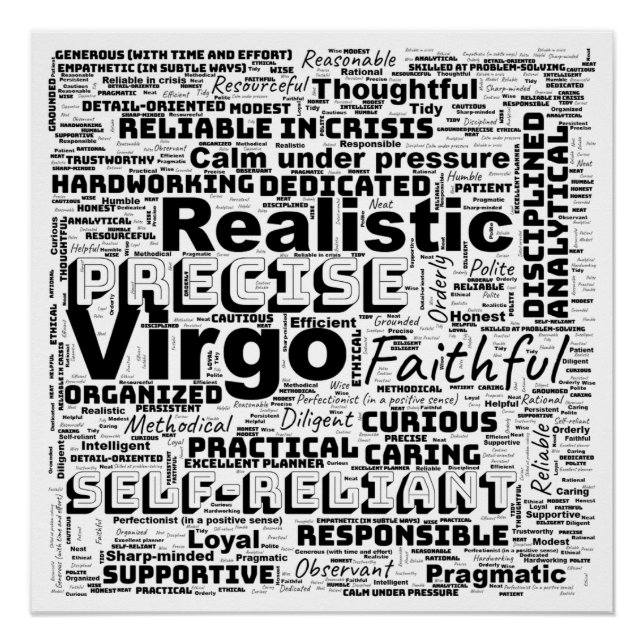 Poster Virgo Zodiac Word Cloud Inspiration brillant (Devant)