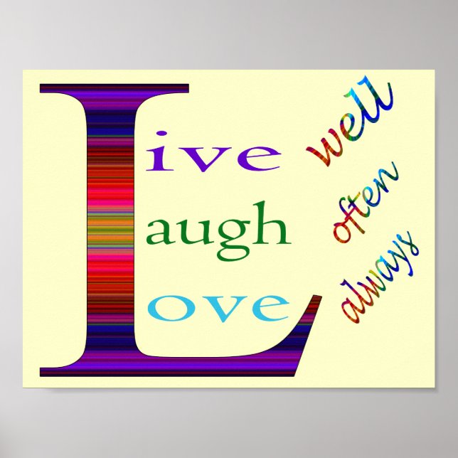 Poster Vis bien, Rires souvent, Amour toujours par STaylo (Devant)