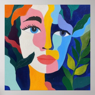 Poster Visage Abstrait Coloré