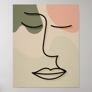 Poster Visage Abstrait Tons Assourdis Tons Terre Boho Ten