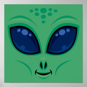Poster Visage Alien de dessin convivial
