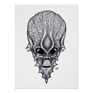 Poster Visage Alien, Reconstruction faciale du crâne afri