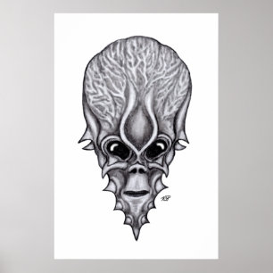 Poster Visage Alien, Reconstruction faciale du crâne afri