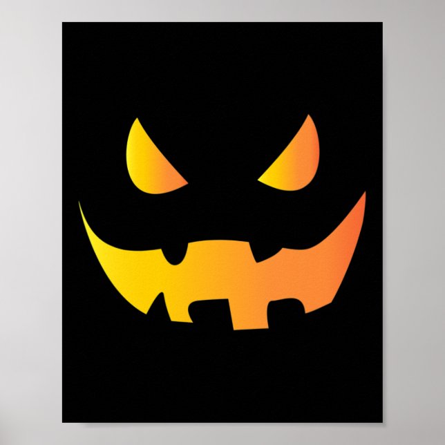 Poster Visage Citrouille effrayant pour Halloween (Devant)