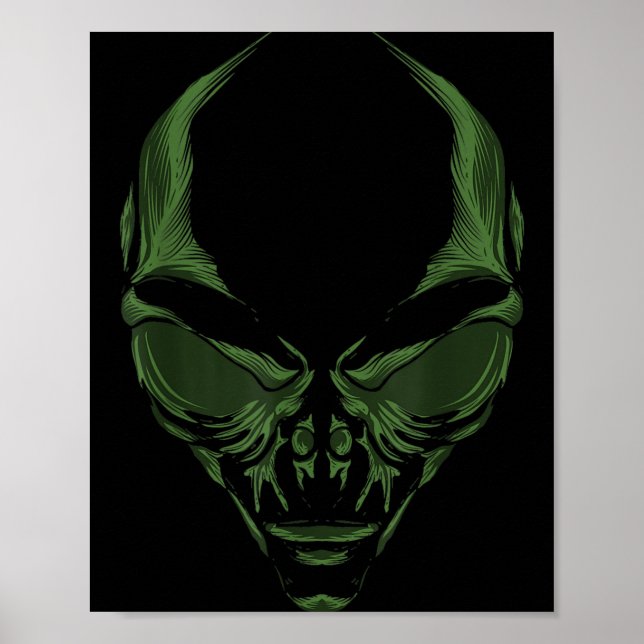 Poster Visage d'Alien Vert (Devant)