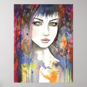 Poster Visage dans la peinture Portrait moderne d'une fem