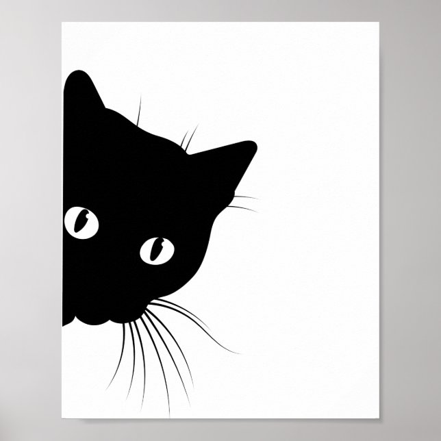 Poster Visage de chat noir (Devant)