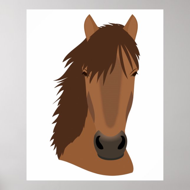 Poster Visage de Cheval de Châtaignier illustré (Devant)