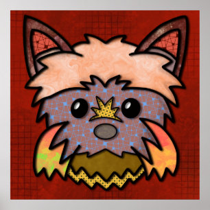 Poster Visage de chien fou avec des motifs colorés et abs