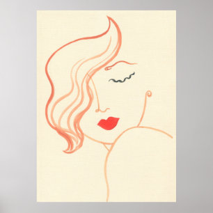 Poster Visage de femme d'esquisse Abstraite