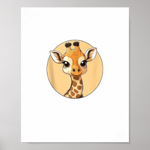 Poster Visage de girafe mignon Yeux mignons de style safa