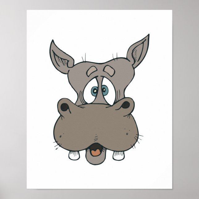 Poster visage de hippo choqué (Devant)