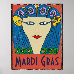 Poster Visage de la femme Mardi Gras