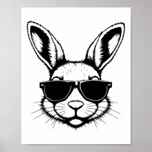 Poster Visage De Lapin Avec Sungles Pâques Jour Pour Les 