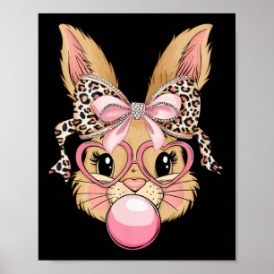 Poster Visage de léopard de lapin de Bunny mignon Fille G