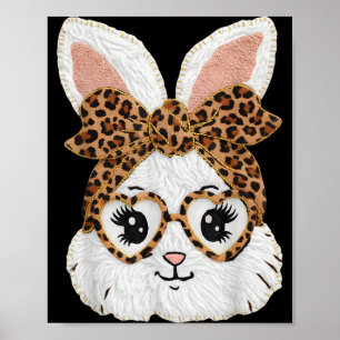 Poster Visage de léopard de lapin de lapin mignon Fille G