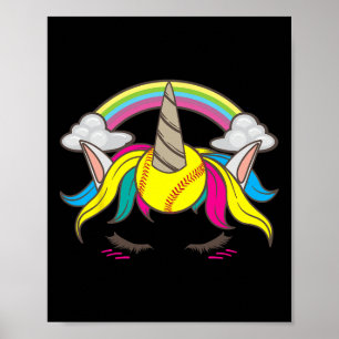 Poster Visage de licorne mignon drôle Softll amoureux pou