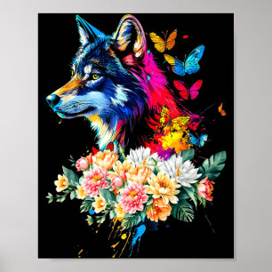 Poster Visage de loup coloré Animaux mignons Amoureux des