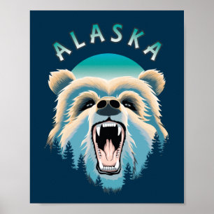 Poster Visage de l'ours grizzli - Alaska Wildlife