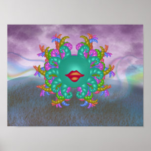 Poster Visage de Méduse Arc-en-Ciel Psychédélique