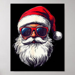 Poster Visage de Père Noël Cool Lunettes de soleil Rétro