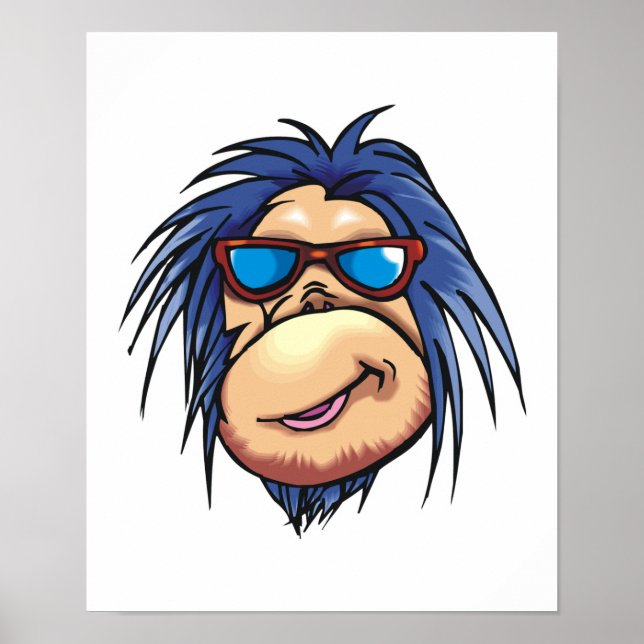 Poster visage de singe cool fou (Devant)