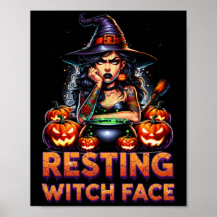 Poster Visage de Sorcière au Repos Drôle Sarcasme Hallowe