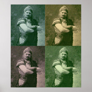 Poster visage d'un chanteur d'opéra français fou en 1909